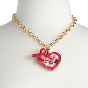 Betsey Johnson Love Spell Heart Chocolate Box Short Pendant Necklace! 2026